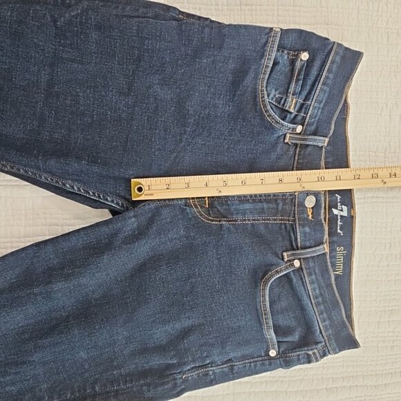 7 For All Mankind Slimmy Jeans Men's 34x33 Dark Wash Stretch Straight Leg EUC - Picture 6 of 16
